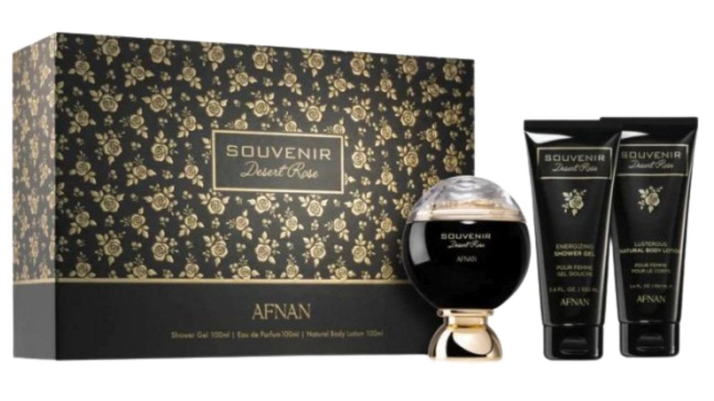 Afnan Souvenir Desert Rose - EDP 100 ml + Body Lotion 100 ml + Shower Gel 100 ml