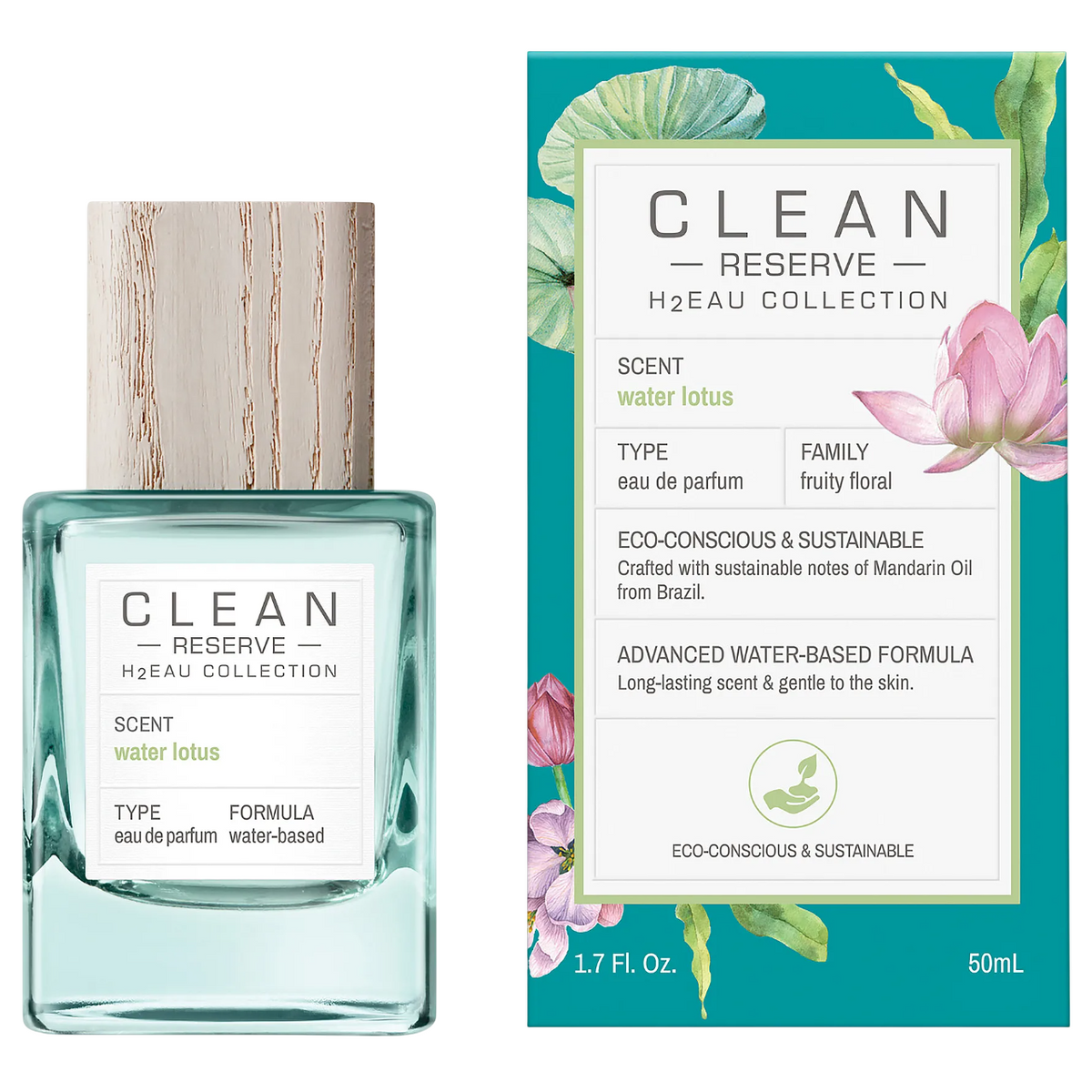 Clean, H2Eau Water Lotus, Парфюмна вода, Унисекс, 50 мл