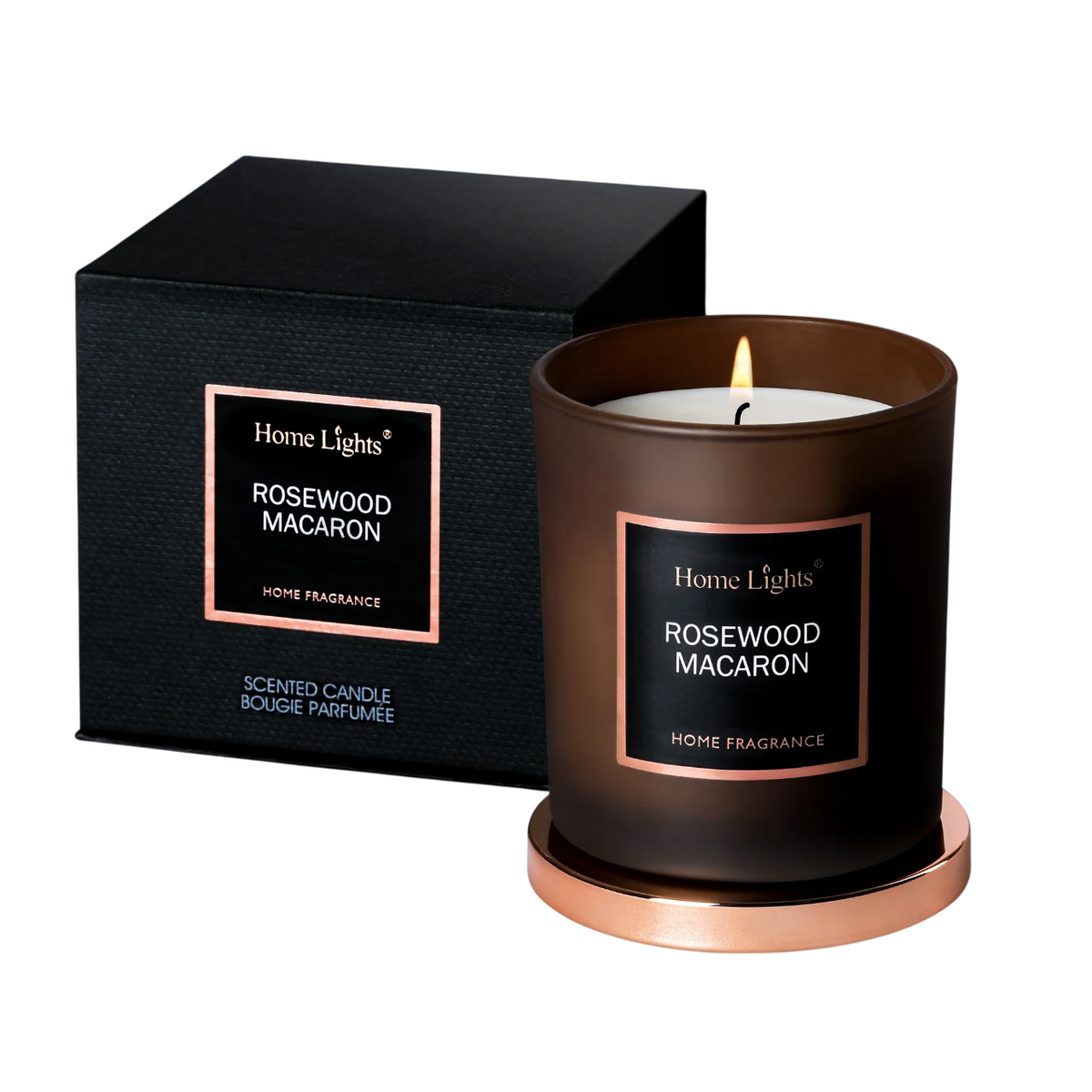 Home Lights, Rosewood & Macaron, Ароматизирана свещ, 215 г