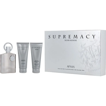 Afnan Supremacy Silver Мъжки парфюмен сет EdP, душ гел и балсам 100 ml