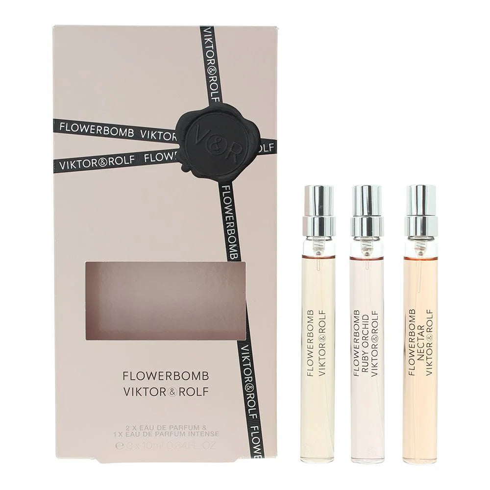 Set Viktor & Rolf: Flowerbomb Ruby Orchid, Eau De Parfum, For Women, 10 ml + Flowerbomb Nectar, Eau De Parfum, For Women, 10 ml + Flowerbomb, Eau De Parfum, For Women, 10 ml