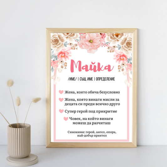 Постер подарък Майка - дефиниция - Zinora.bg Zinora.bg