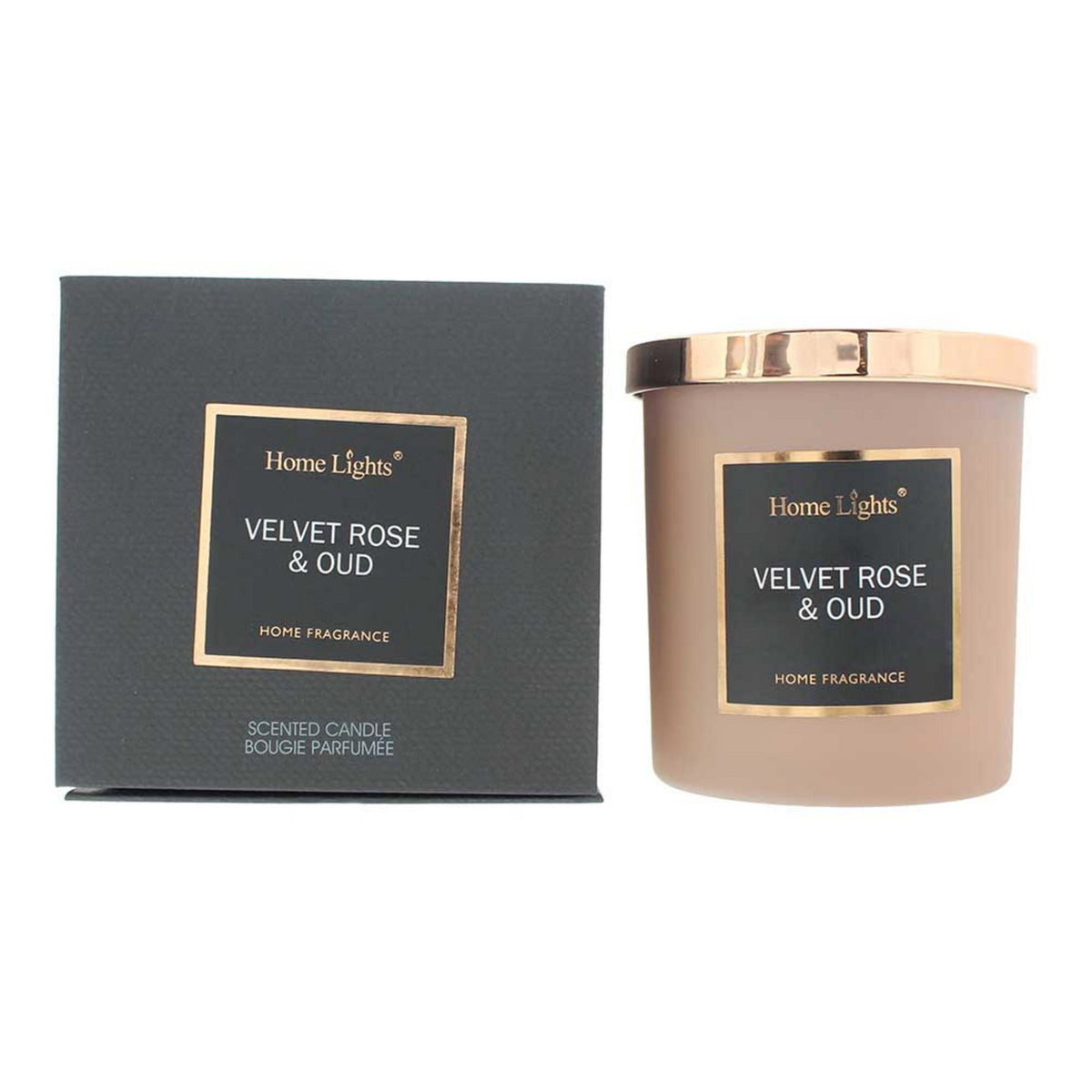 Home Lights, Velvet Rose & Oud, Ароматизирана свещ, 215 г