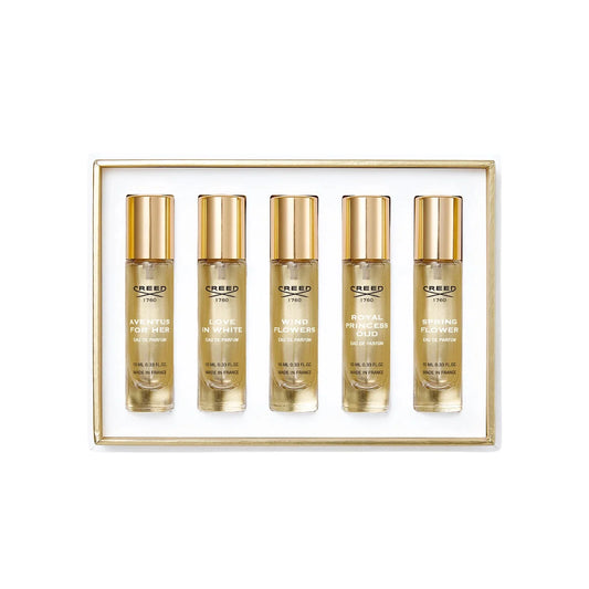 Set Creed: Aventus, Eau De Parfum, For Women, 10 ml + Love in White, Eau De Parfum, For Women, 10 ml + Wind Flowers, Eau De Parfum, For Women, 10 ml + Royal Princess Oud, Eau De Parfum, For Women, 10 ml + Spring Flower, Eau De Parfum, For Women, 10 ml Zinora.bg