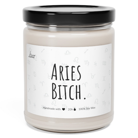 a jar of aries bitch candle on a white background Zinora.bg