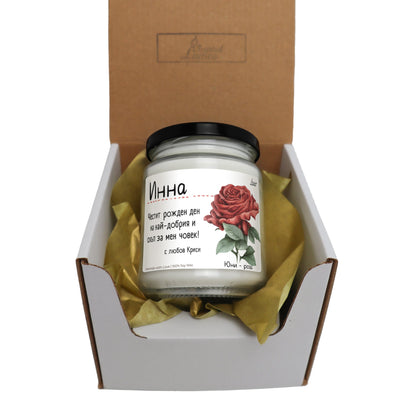 Рождено цвете Юни - роза Ароматна Соева Свещ