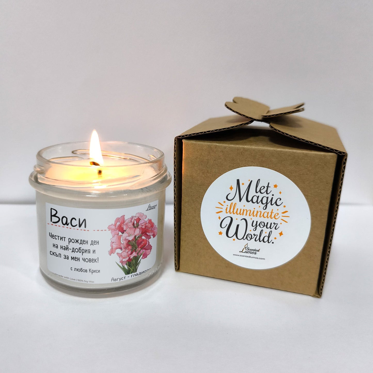 Рождено цвете Август - гладиола Ароматна Соева Свещ