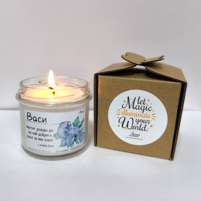 Рождено цвете Септември - грамофонче Ароматна Соева Свещ