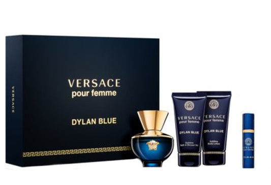 Versace Dylan Blue Gift Set - EDP 100 ml + Shower Gel 100 ml + Body Lotion 100 ml + EDP 5 ml за жени Zinora.bg