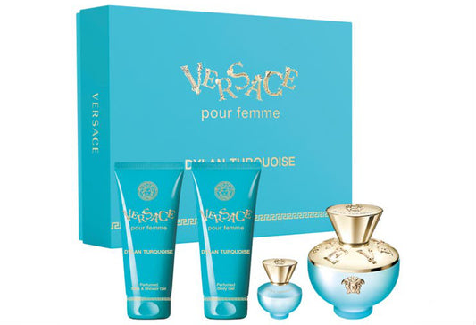 Versace Dylan Turquoise Gift Set - EDT 100 ml + Body Gel 100 ml + Shower Gel 100 ml + EDT 5 ml за жени Zinora.bg