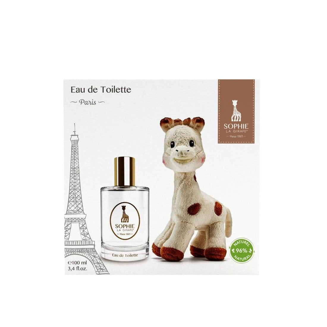Gift Box Set Sophie la Girafe: Sophie La Girafe Collectible Plush + Paris, Eau De Toilette, For Boys, 100 ml