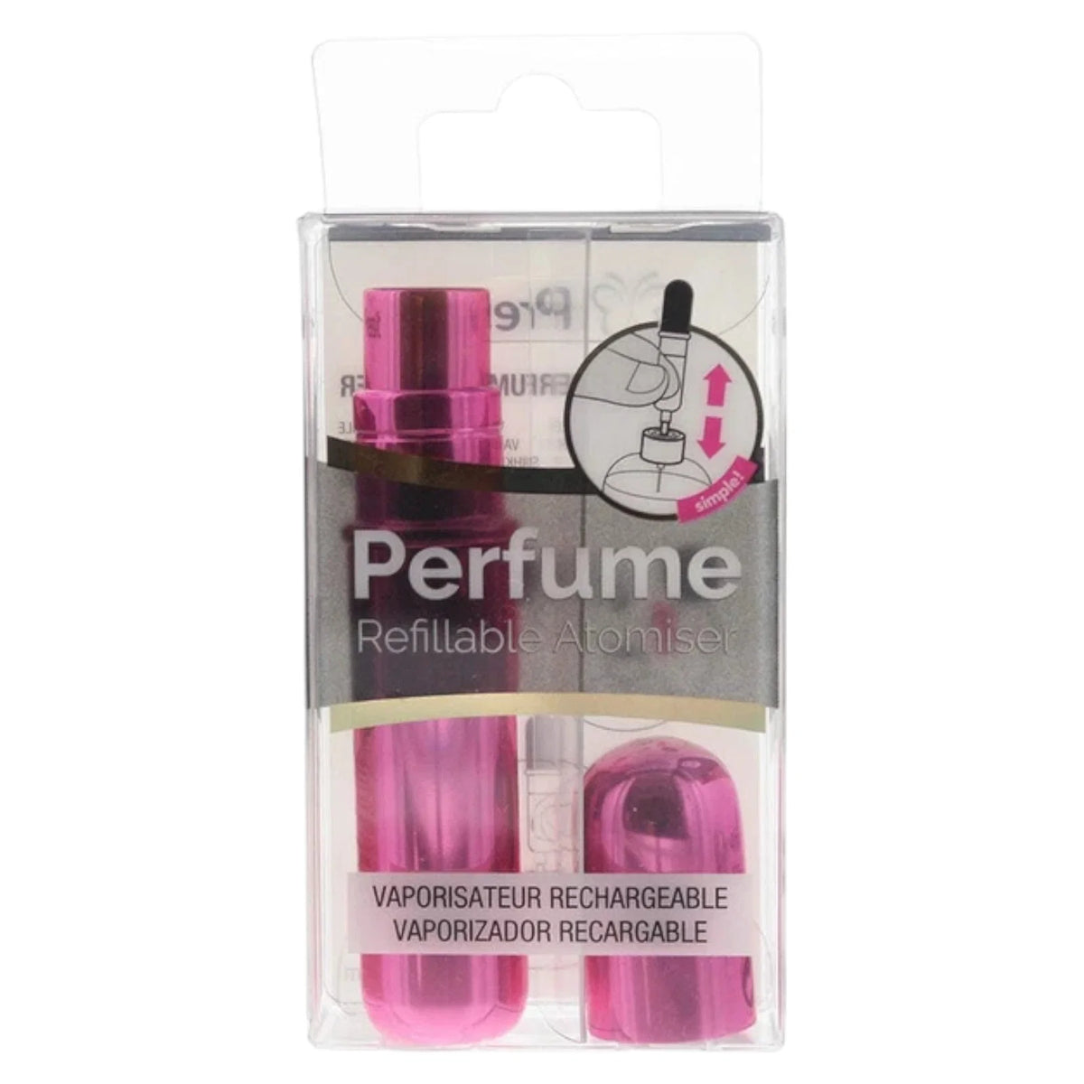 Pressit, Hot Pink, Презареждащ се казус за атомайзер, Ярко розово
