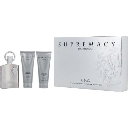  Afnan Supremacy  Silver Мъжки парфюмен сет  EdP, душ гел и балсам 100 ml - Zinora.bg Zinora.bg