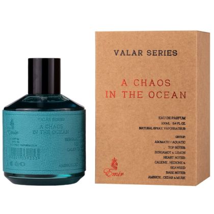 Emir A Chaos In The Ocean EDP Мъжки парфюм 100 ml
DNA - Megamare Orto Parisi
Връхни нотки са бергамот и лимон; средни нотки са водорасли, калон и хедион; базови нотки са амброксан, мускус и кедър.
 Zinora.bg