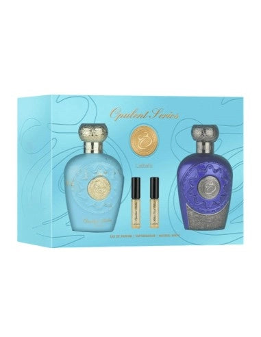 Подаръчен комплект парфюми GIFTSET LATTAFA OPULENT DUBAI & BLUE OUD ELIXIR, 2 бр. x 100 мл. + Мостри  Zinora.bg