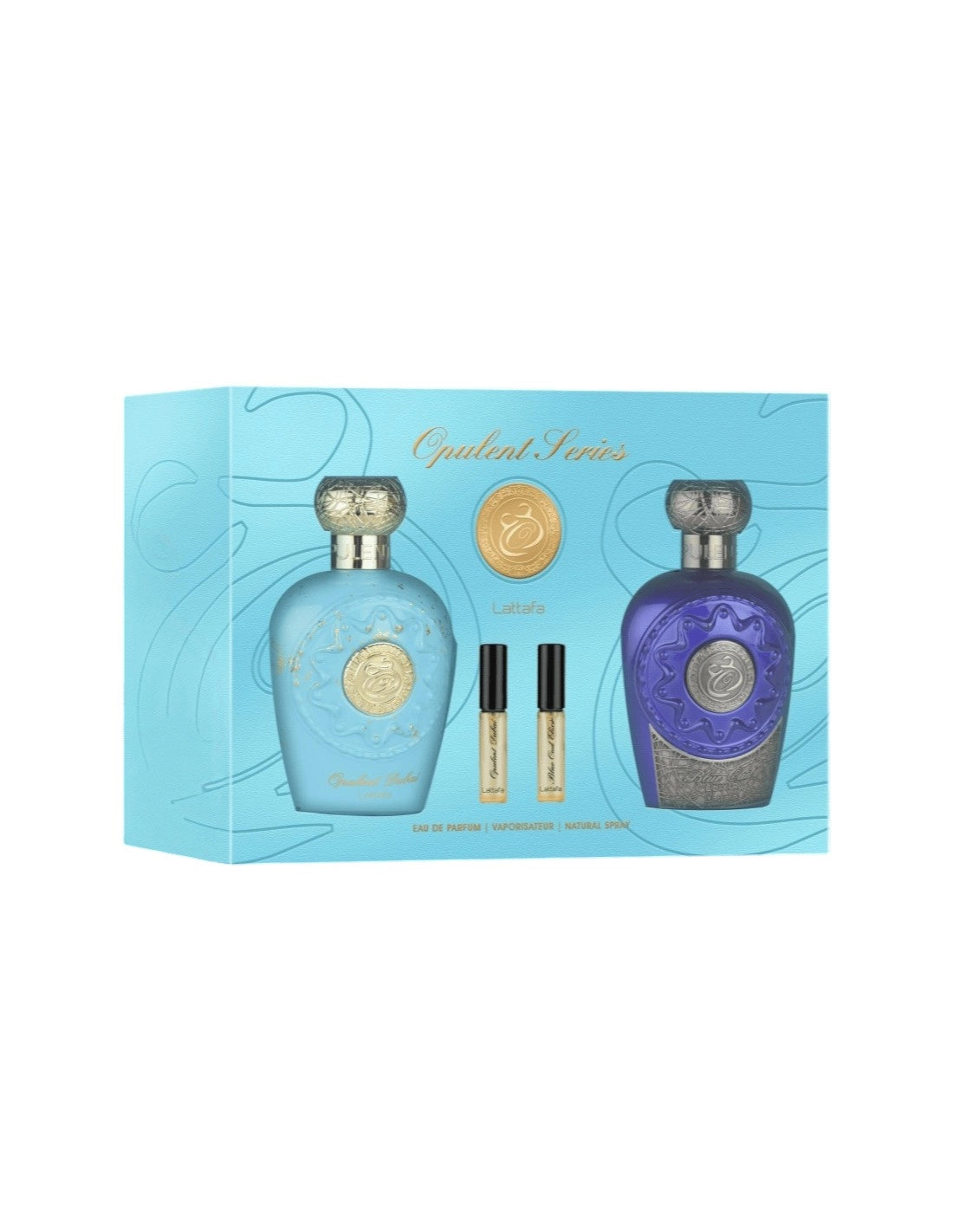 GIFTSET LATTAFA OPULENT DUBAI & BLUE OUD ELIXIR, 2 бр. x 100 мл. + Мостри . Подаръчен комплект парфюми .